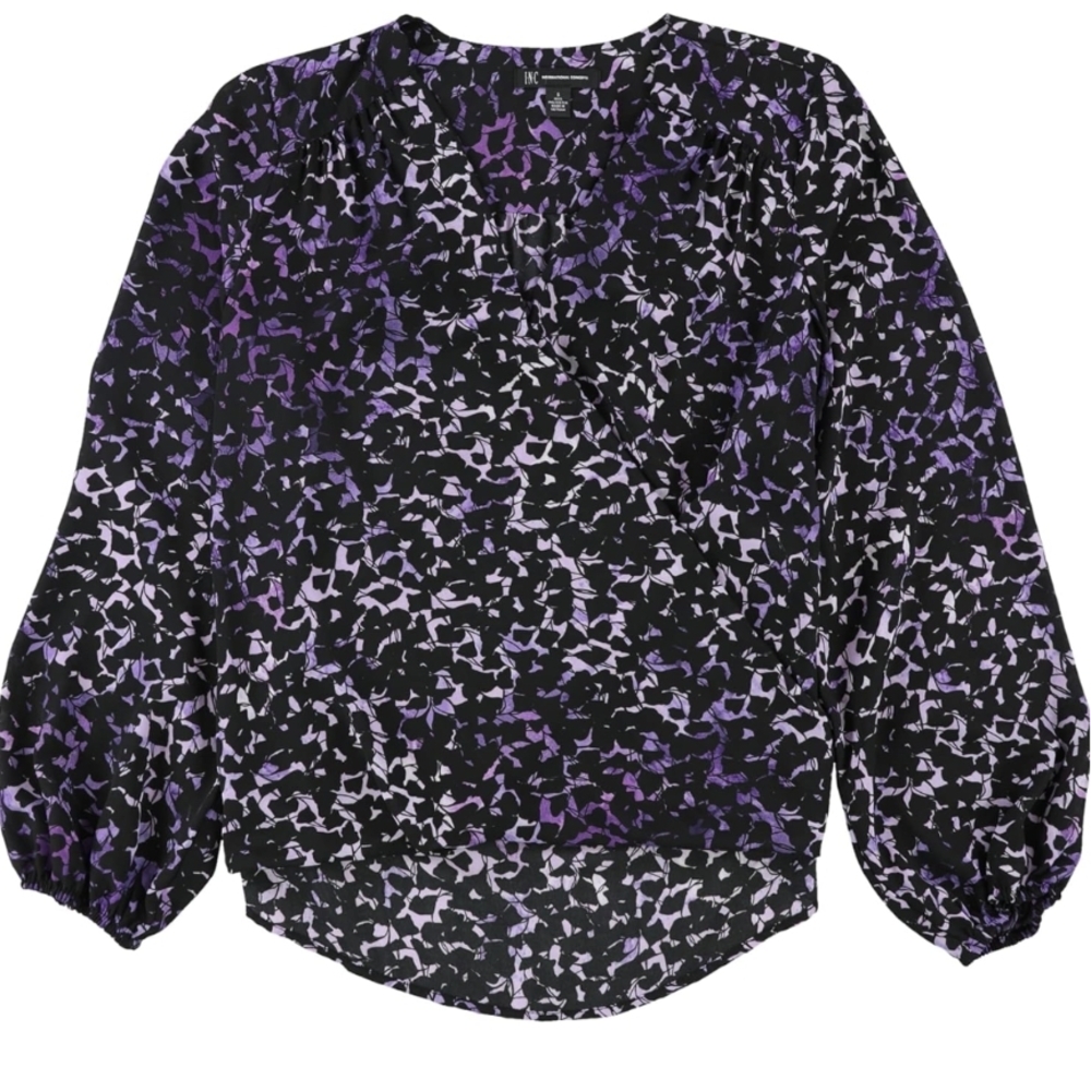 INC Women's Black and Purple Blouse